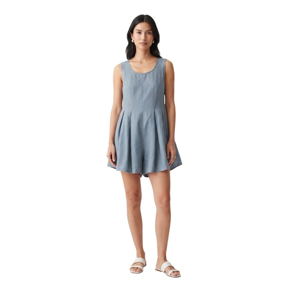 Storia Blue Cotton Romper with Pockets Size LG